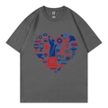 T-shirt gris foncé avec imprimé cœur composé du drapeau USA et d'un aigle royal - Gris clair