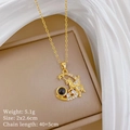 Detailed view of pegasus moon pendant with weight, size and chain length specifications - Gold Unicorn Moon Style (E439)