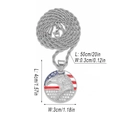 Silver hip hop necklace with eagle flag pendant and rhinestone Cuban twist chain - Eagle Round Tag (468) / Silver