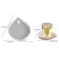 Water drop silicone resin mold for coasters with size details and finished tray sample - Silicone / No. 2 Water Drop Coaster Mold