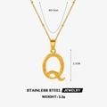 Golden stainless steel necklace featuring a letter Q pendant on a twisted chain - Letter Q