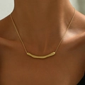 Minimalist gold necklace featuring a matte textured curved pendant on a snake chain - Matte Gold Style (XL5488-1)