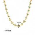 Collana a fiore dorato con ciondolo in smalto blu da 0,57cm e catena 40+5cm - Collana-Oro/Fiore Blu