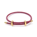 Adjustable 3mm woven rope bracelet in pink and red with a gold figure-eight slide buckle - Red + Purple