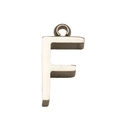 Polished stainless steel letter F pendant with silver metallic finish and top loop - Steel F (With Chain) / Silver-Letter F