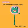 Pink frog animal dog toy with squeaker and crinkle paper with cotton rope knots - Green Frog