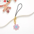 Mini-Schneeflocken-Handyanhänger mit lila und blauem Emaille und goldenem Karabinerhaken - Schneeflocke Nr. 6 / Gold