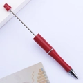 Vibrant red DIY beaded ballpoint pen with metallic barrel and creative gradient finish - Khaki Wine Red