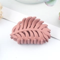 Pink leaf-shaped matte shark hair clip for women with a minimalist elegant design - Matte Leaf Style / 40x25x35mm / Pink