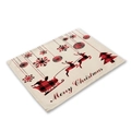 Christmas placemat with red plaid Santa and reindeer print on linen cotton fabric - Santa Sleigh Reindeer