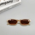 Lunettes de soleil œil de chat monture ambre et verres marron sur des livres - Bleu foncé