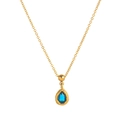 18K gold plated stainless steel necklace featuring a blue teardrop birthstone pendant - September Separate Pendant