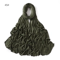Detail view of olive green jersey scarf featuring fine overlock stitching and soft texture - Olive Green (#45)