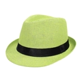 Cappello panama verde neon con nastro nero, protezione solare estiva per uomo e donna - Taglia Adulto (58cm) / Paglia Monofilamento Verde Fluorescente