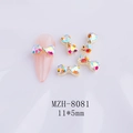 Bow heart nail art charm with aurora effect and 11x5mm metal base for manicure - Aurora Gold Base Bow (8081)