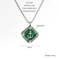Herren Vintage-Halskette aus Edelstahl mit Anker-Motiv und grünem Malachit-Inlay - Malachit-Textur Anker Quadratischer Stil (ZXS1828)