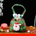 Christmas gift bag with 3D Santa doll and drawstring, red and green festive design, 22x19cm - Red Green Handle Santa / Green