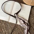 Vintage brown leather belt with bohemian paisley silk scarf detail for women - Brown