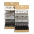 Close-up of multi-textured elastic hair ties in grey tones on cardboard display - Bamboo Texture Grey Color Set / 20 Pieces