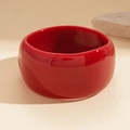 Brazalete grueso de acrílico rojo pulido con diseño circular geométrico retro - Rojo (Ancho)