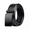 Heren riem van zwart leer met lychee textuur en automatische vierkante metalen gesp - Xl0370 Gladde Riem