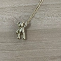Minimalist golden teddy bear pendant necklace with a polished finish and thin chain link - Large Bear / Gold