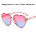 Pink heart-shaped glitter sunglasses for girls with gradient lenses and gold bee detail - Pink Blue Gradient