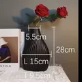 Modern black spiral ceramic vase with red roses on lace, size 28x15cm for home decor - Swan Neck Vase Short Black