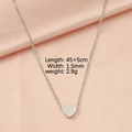 Silver heart pendant necklace on pink satin showing 45+5cm length and 1.5mm width details - Heart Shape (MP101-3) / Heart Silver