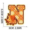 Letter N autumn leaf embroidery patch with size dimensions 6.5cm height and 6cm width - Letter N