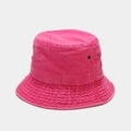 Washed denim bucket hat in rose red cotton with breathable metal eyelets for outdoors - M (56-58cm) / Rose Red