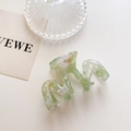 Minimalist square hair claw clip featuring green and white marble resin pattern - 6cm / Mint Green