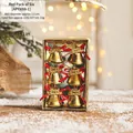Set di 6 campanellini natalizi dorati con nastri rossi in confezione regalo dorata - Campanelli dorati da 2,5 cm/6 pezzi