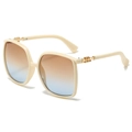 Gafas de sol cuadradas oversize crema con lentes degradadas y detalles dorados - Montura Beige Lente Té Azul