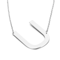 Polished silver titanium steel necklace featuring a minimalist letter U pendant for women - Letter U (KN26377-K)
