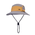 Cappello da sole outdoor impermeabile grigio e giallo a tesa larga con sottogola - Grigio (Asciugatura Rapida Impermeabile)