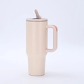 Insulated 40oz beige stainless steel travel tumbler with handle and straw accessory - Fourth Generation 40oz Rose Quartz / 40oz