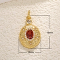 Vergoldeter ovaler Anhänger mit rotem Edelstein und funkelnden Zirkonia-Akzenten - A0216-Gold Vintage Oval Roter Edelstein