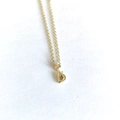 Macro shot of minimalist gold initial D pendant necklace with classic O-chain on white - Letter D