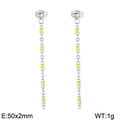 Neon yellow resin bead chain tassel earrings in silver finish for a trendy fashion look - Silver Metal Neon Yellow Beads (KE109139-Z)