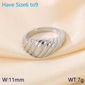 Polished silver croissant dome ring with textured stripe pattern in 11mm width - US 6 / Silver Wide Spiral Style (KR111639-GC) / Silver