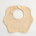 Pale yellow flower-shaped 360-degree baby bib made of 6-layer soft thick cotton gauze - Beige
