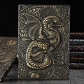 Cuaderno vintage de dragón con relieve 3D y tapa dura con acabado metálico retro - A5 / Bronce Antiguo