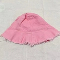 Pink canvas bucket hat with frayed edges in a minimalist Japanese street style design - M (56-58cm) / Pink