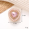 Ciondolo a cuore con cristallo rosa, perle e strass su base dorata, altezza 2,6 cm - C134 Perla Rosa Cuore