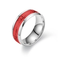 Luminous heart and heartbeat pattern stainless steel ring with red enamel inlay finish - US 6 / Red - Luminous EKG
