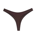 Dunkelbrauner, nahtloser Low-Rise Eisseide-Tanga aus atmungsaktivem mattem Sportstoff - S / Kaffeebraun