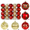 Set di palline di Natale rosse e dorate con scritte Merry Christmas decorative - Set da 40 pezzi 6cm / Oro Rosso