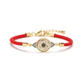 Adjustable red braided Evil Eye bracelet with colorful zircon stones and lobster clasp - Red Marquise Style (CB0209CX)