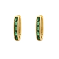 Elegant gold S925 sterling silver hoop earrings featuring emerald green rectangular gems - Gold (Style H)